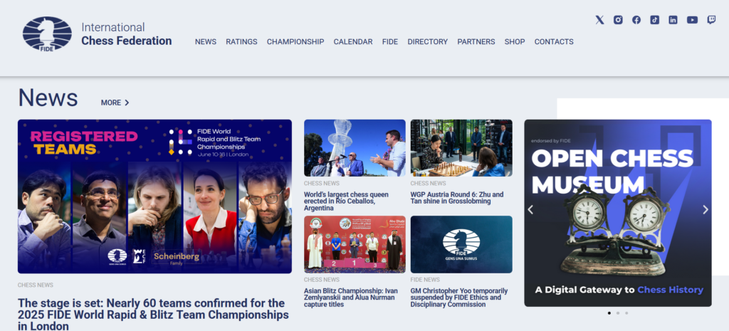 Sitio oficial de la FIDE